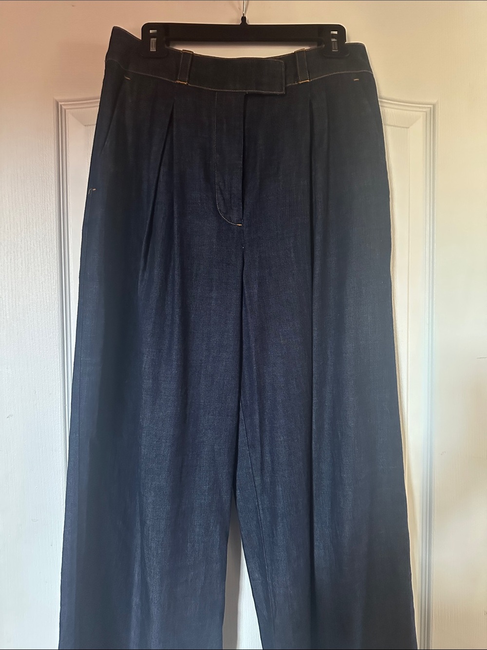Jenni Kayne Dark Blue Denim Jeans with Brown Stitching